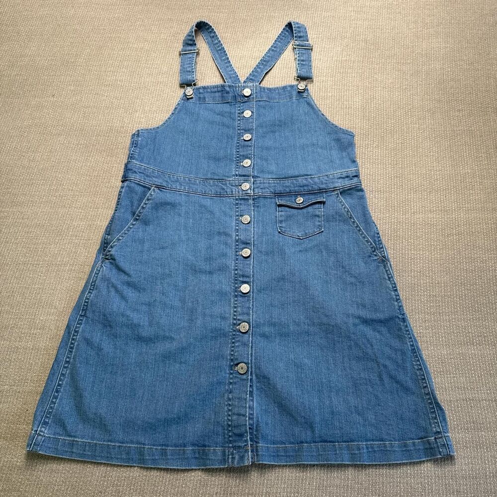 Gap jean overall dress vintage style stretch denim pinafore with pockets